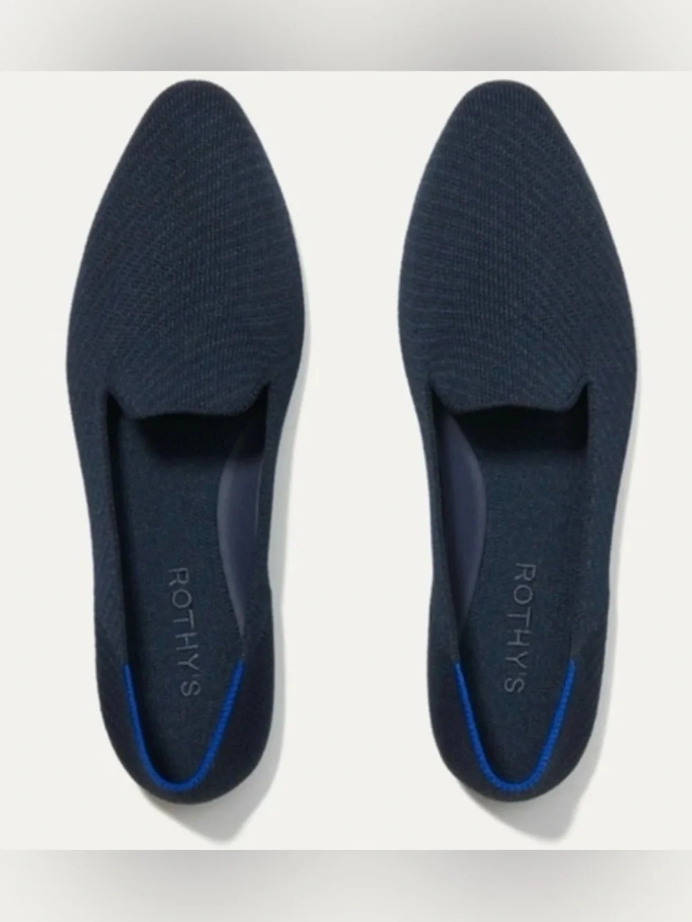 Rothy’s The Loafer Navy Twill Blue Knit Flats Size 12 New In Box Washable